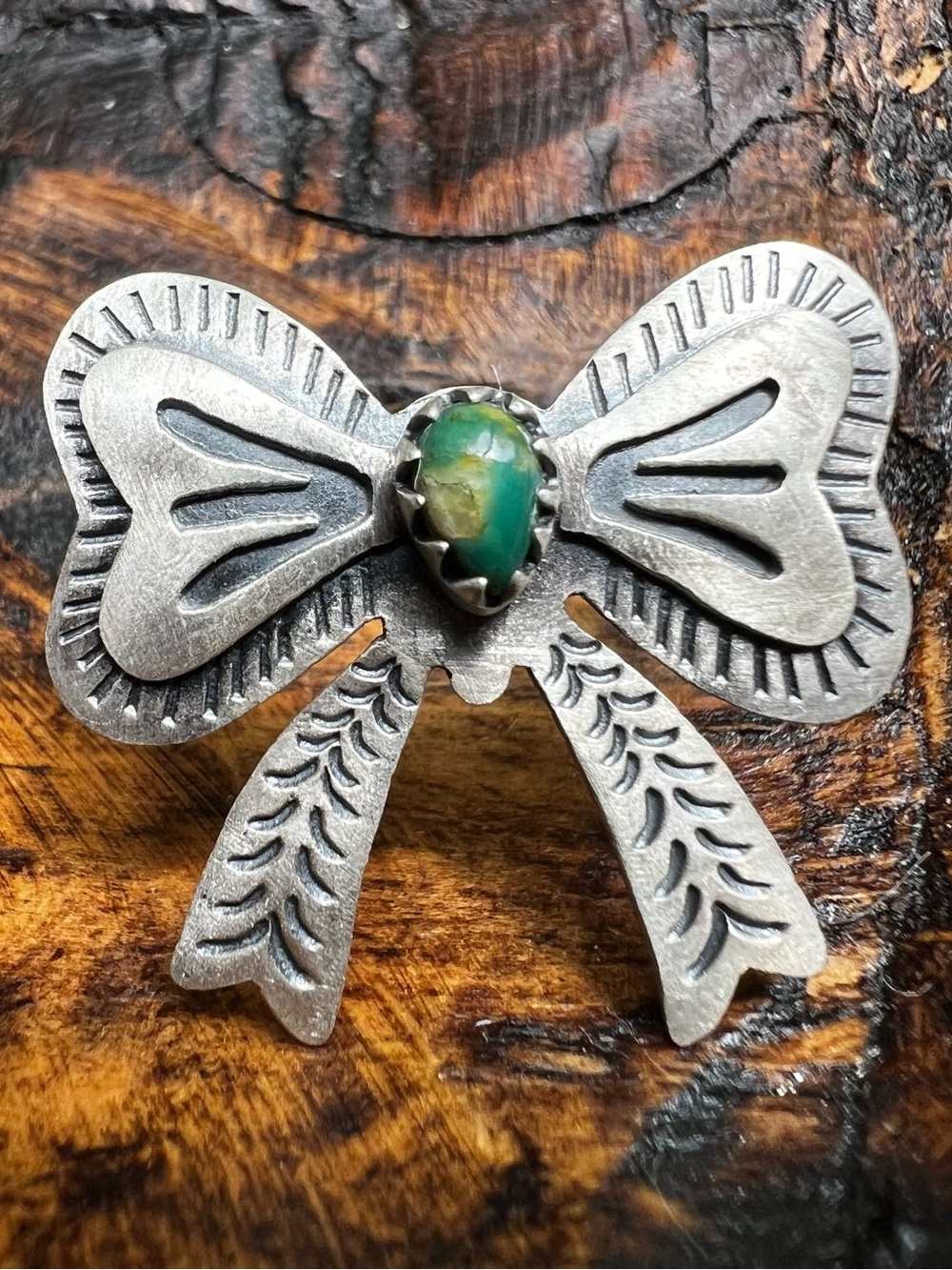 Sterling Silver Kingman Turquoise Bow Ring – Adjustable Size 10